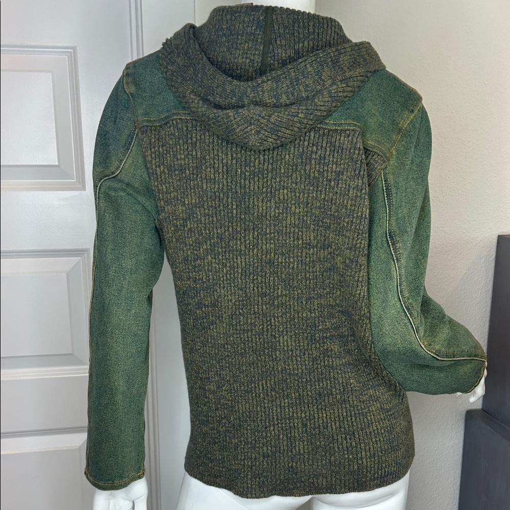 Ruff Hewn Olive Green Hooded Zip Cardigan Jacket - Picture 4 of 12